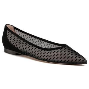 EUC Stuart Weitzman Mesh Tasha Flats Black Sz 9 M Pointed Toe Sheer Suede Detail
